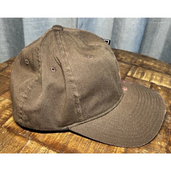 VOLCOM hat flexfit fitted brown Distressed Baseball cap Size Xsmall - Picture 10 of 16